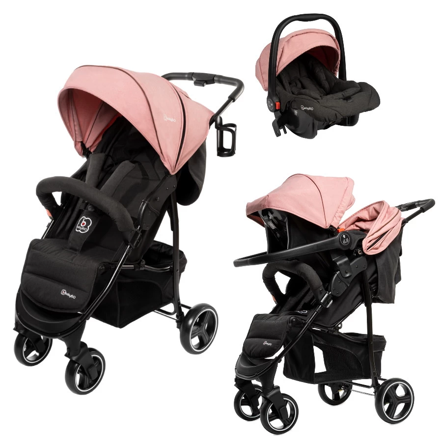 Babygo Basket Pink Melange Wandelwagen Incl. Autostoel 64013 3 Babygo Basket Pink Melange Wandelwagen Incl. Autostoel 64013
