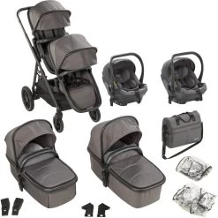 Babygo Duo Mega Grey Tandem Kinderwagen Incl. 2 Autostoelen 78001