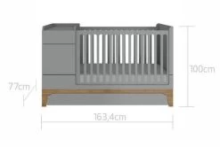 Bellamy UP! Grey 70 X 120/160 Cm 2-in-1 Meegroei Ledikant En Commode Incl. Lade -Kinderkraft Winkel bellamy up grey 70 x 120 160 cm 2 in 1 meegroei ledikant en commode 8 1