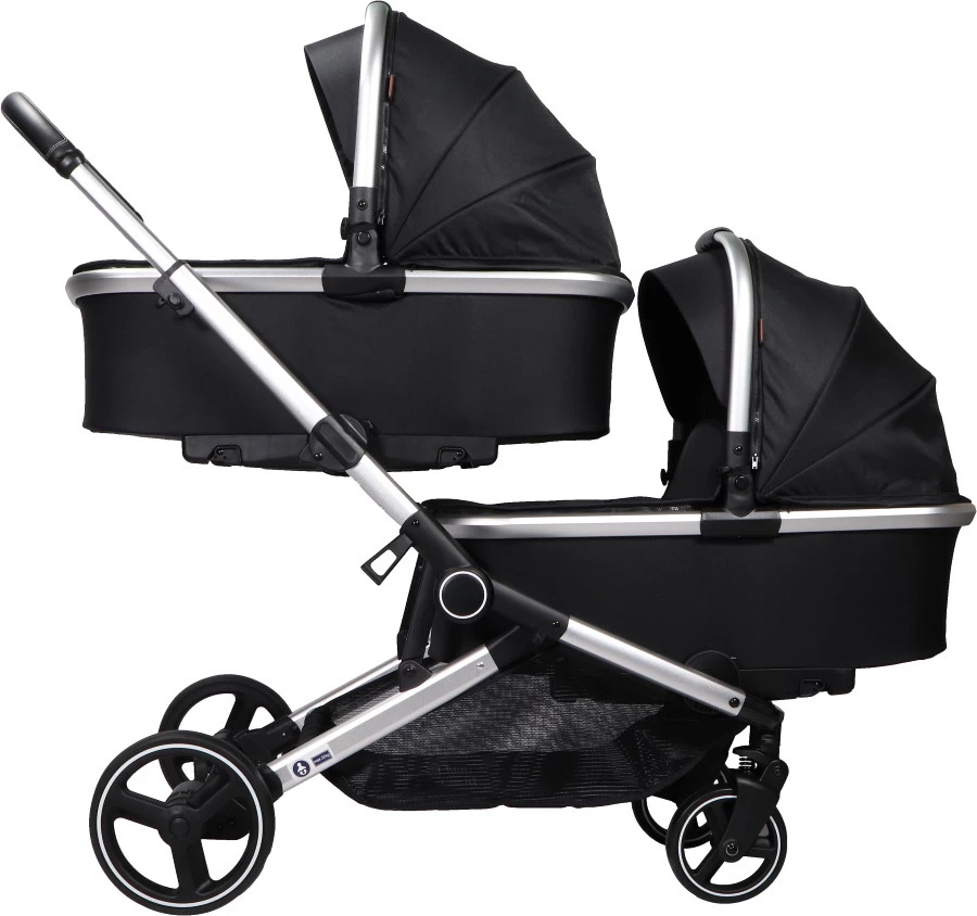 Ding Amigo Black/Silver Tweeling Kinderwagen Incl. 2 Autostoelen DI-191710