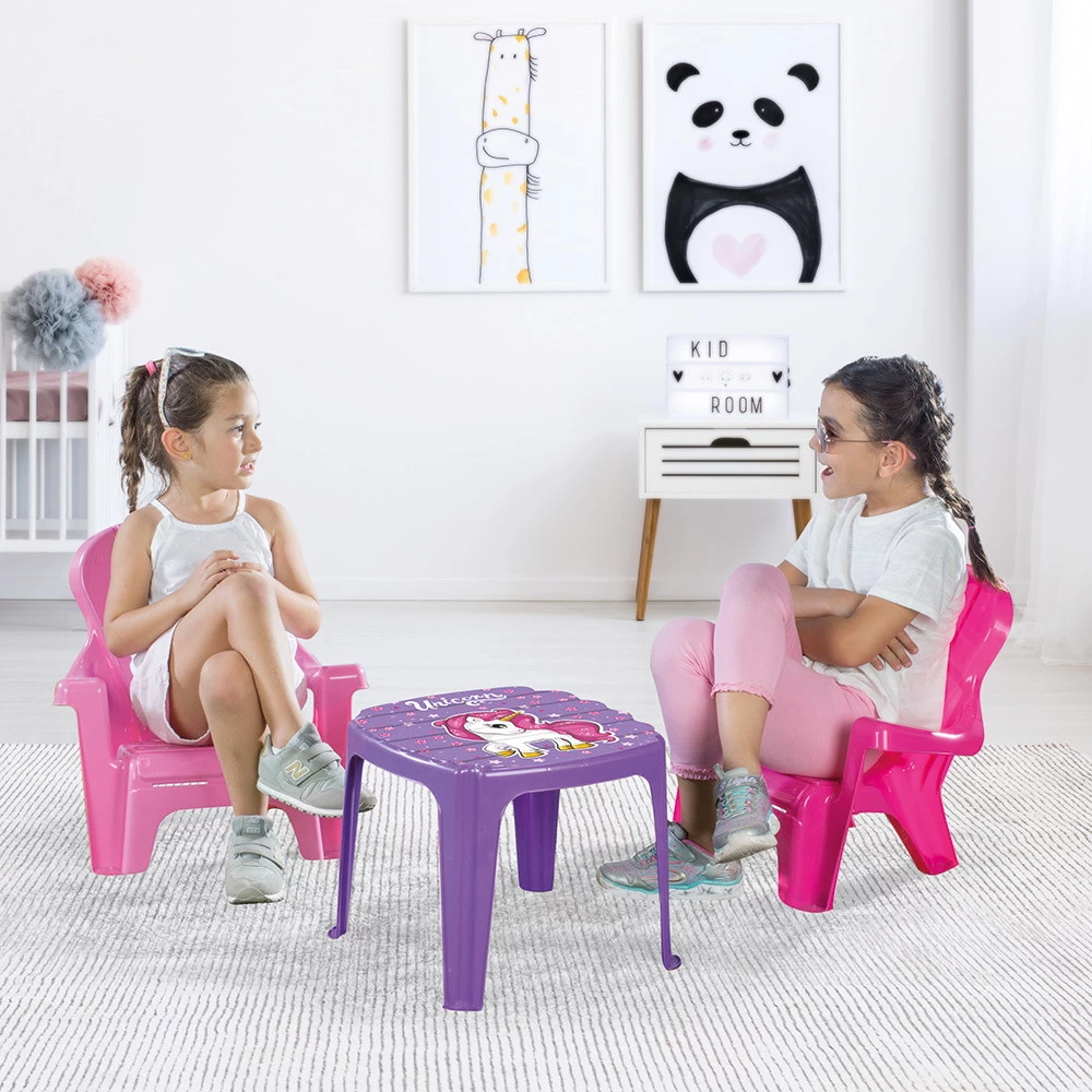 Dolu Unicorn Roze Tafel Met Stoeltjes 2503 4 Dolu Unicorn Roze Tafel Met Stoeltjes 2503 - Afbeelding 2