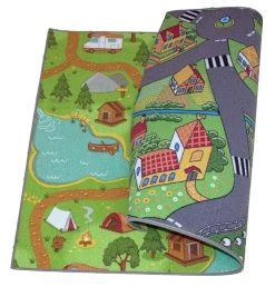Kids Corner Hiking/Little Village 95x113 Cm Omkeerbaar Vloerkleed En Speelmat -Kinderkraft Winkel kids corner hiking little village 95x113 cm omkeerbaar vloerkleed en speelmat 2