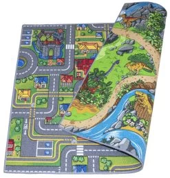 Kids Corner Playcity/Dino 95x113 Cm Omkeerbaar Vloerkleed En Speelmat -Kinderkraft Winkel kids corner playcity dino 95x113 cm omkeerbaar vloerkleed en speelmat 2 1