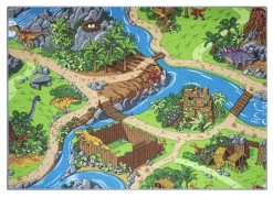 Kids Corner Playcity/Dino 95x113 Cm Omkeerbaar Vloerkleed En Speelmat -Kinderkraft Winkel kids corner playcity dino 95x113 cm omkeerbaar vloerkleed en speelmat 3 1