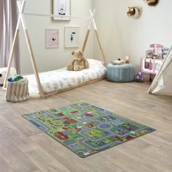 Kids Corner Playcity/Dino 95x113 Cm Omkeerbaar Vloerkleed En Speelmat -Kinderkraft Winkel kids corner playcity dino 95x113 cm omkeerbaar vloerkleed en speelmat 6 1