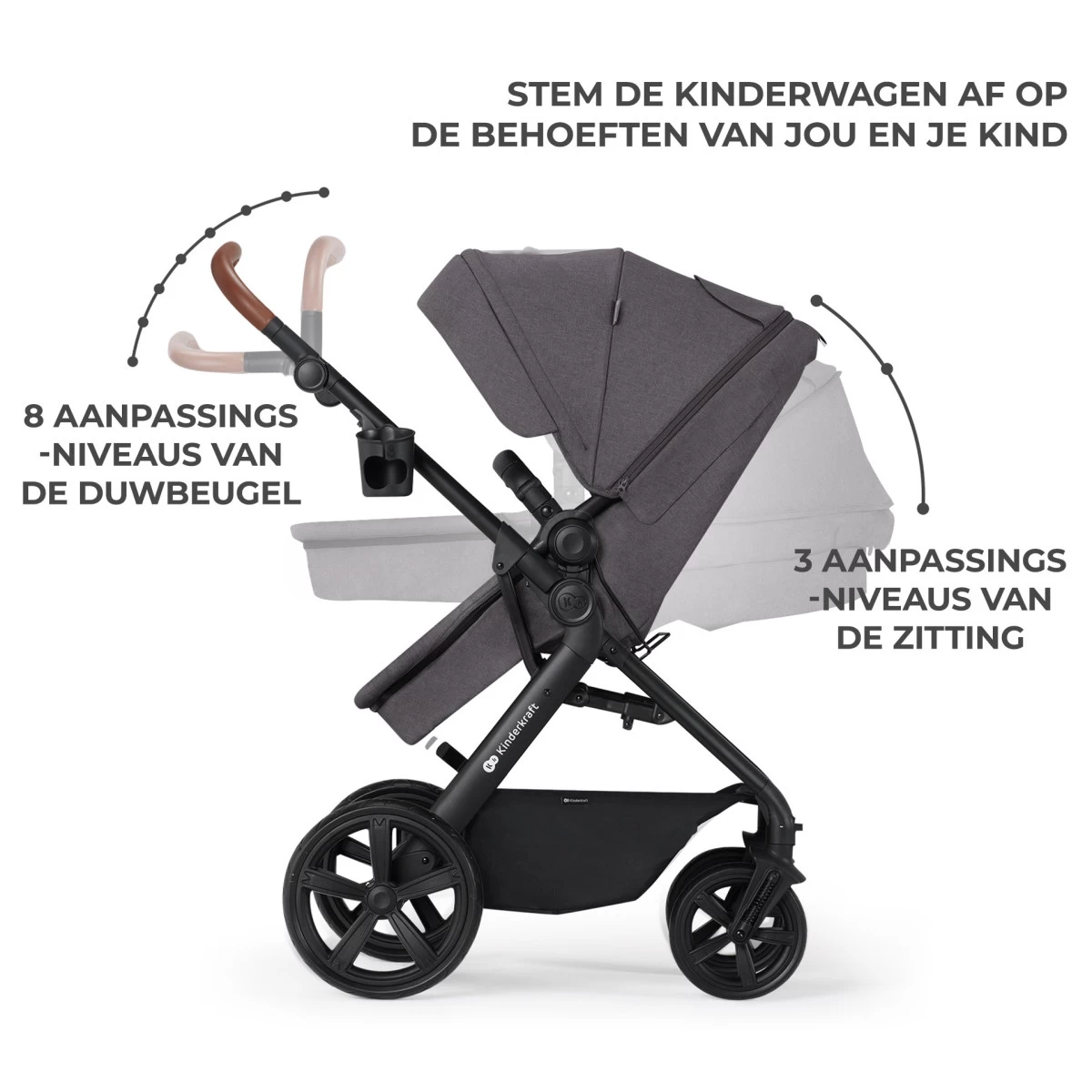 Kinderkraft A-Tour Black 3-in-1 Kinderwagen Incl. Autostoel KSATOU00BLK3000 - Afbeelding 9