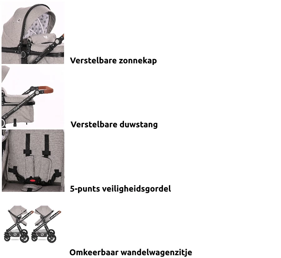 Lorelli Alexa Pearl Beige 3-in-1 Combi Kinderwagen Incl. Autostoel 1002129-2182D 15 Lorelli Alexa Pearl Beige 3-in-1 Combi Kinderwagen Incl. Autostoel 1002129-2182D - Afbeelding 13