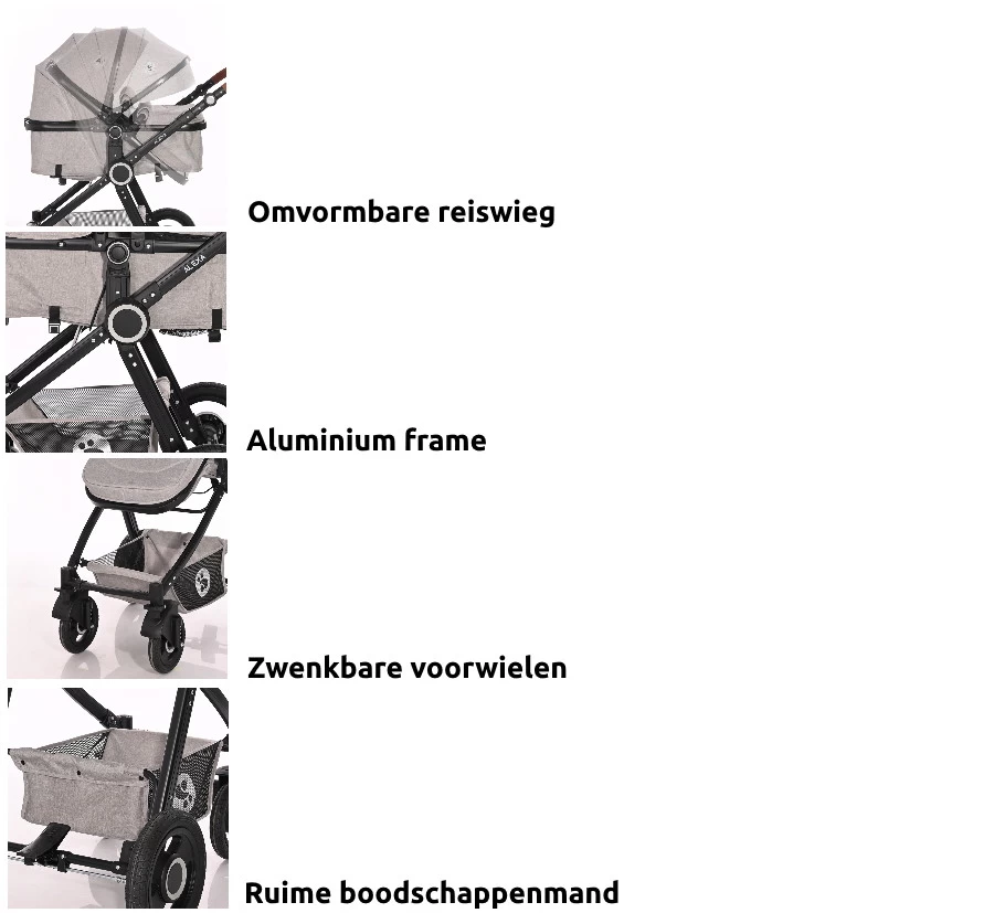 Lorelli Alexa Pearl Beige 3-in-1 Combi Kinderwagen Incl. Autostoel 1002129-2182D 16 Lorelli Alexa Pearl Beige 3-in-1 Combi Kinderwagen Incl. Autostoel 1002129-2182D - Afbeelding 14