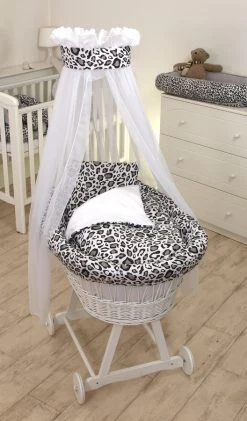 MamaLoes Panter Grijs Deluxe Wit Baby Wiegje 80749