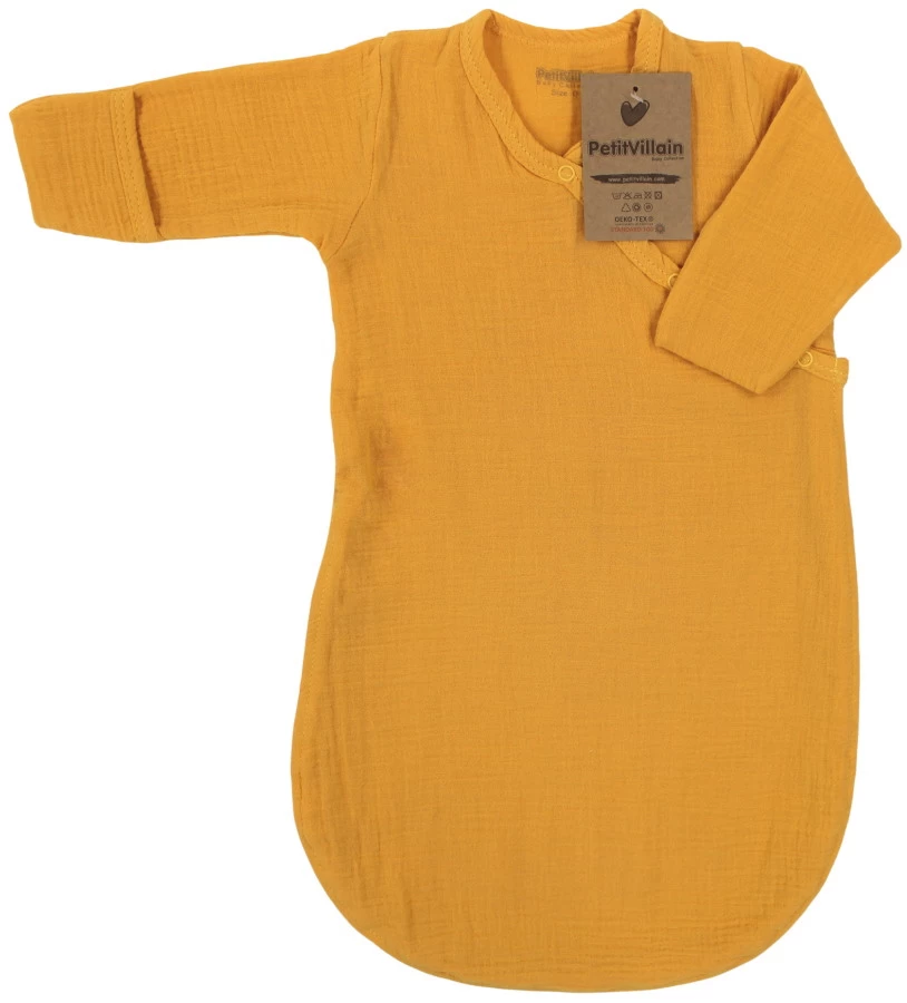 Petit Villain Hydrofiel Okergeel 60cm Slaapzak Met Mouwen 3 Petit Villain Hydrofiel Okergeel 60cm Slaapzak Met Mouwen