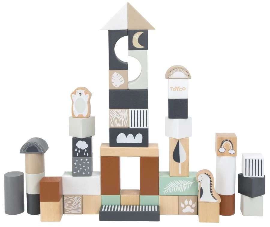 Tryco 50 Stuks Houten Blokken TR-353001 4 Tryco 50 Stuks Houten Blokken TR-353001 - Afbeelding 2